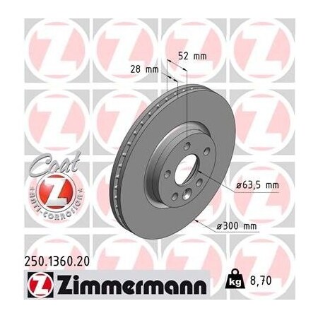 Zimmermann Brake Disc - Standard/Coated, 250136020 250136020